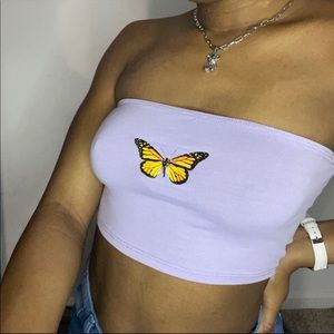 Purple butterfly tube top